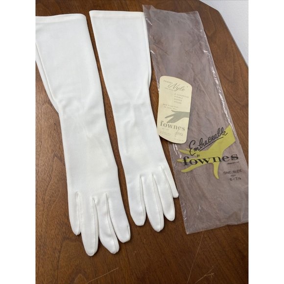 Unbranded Accessories - Vintage Womens Fownes Long White Gloves sz 6 - 7.5 Above the Elbow New NOS